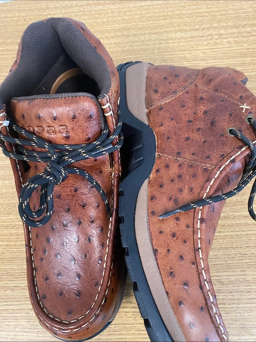 Roper Men's Stirrup Ostrich Print Moc Toe Chukka Boots